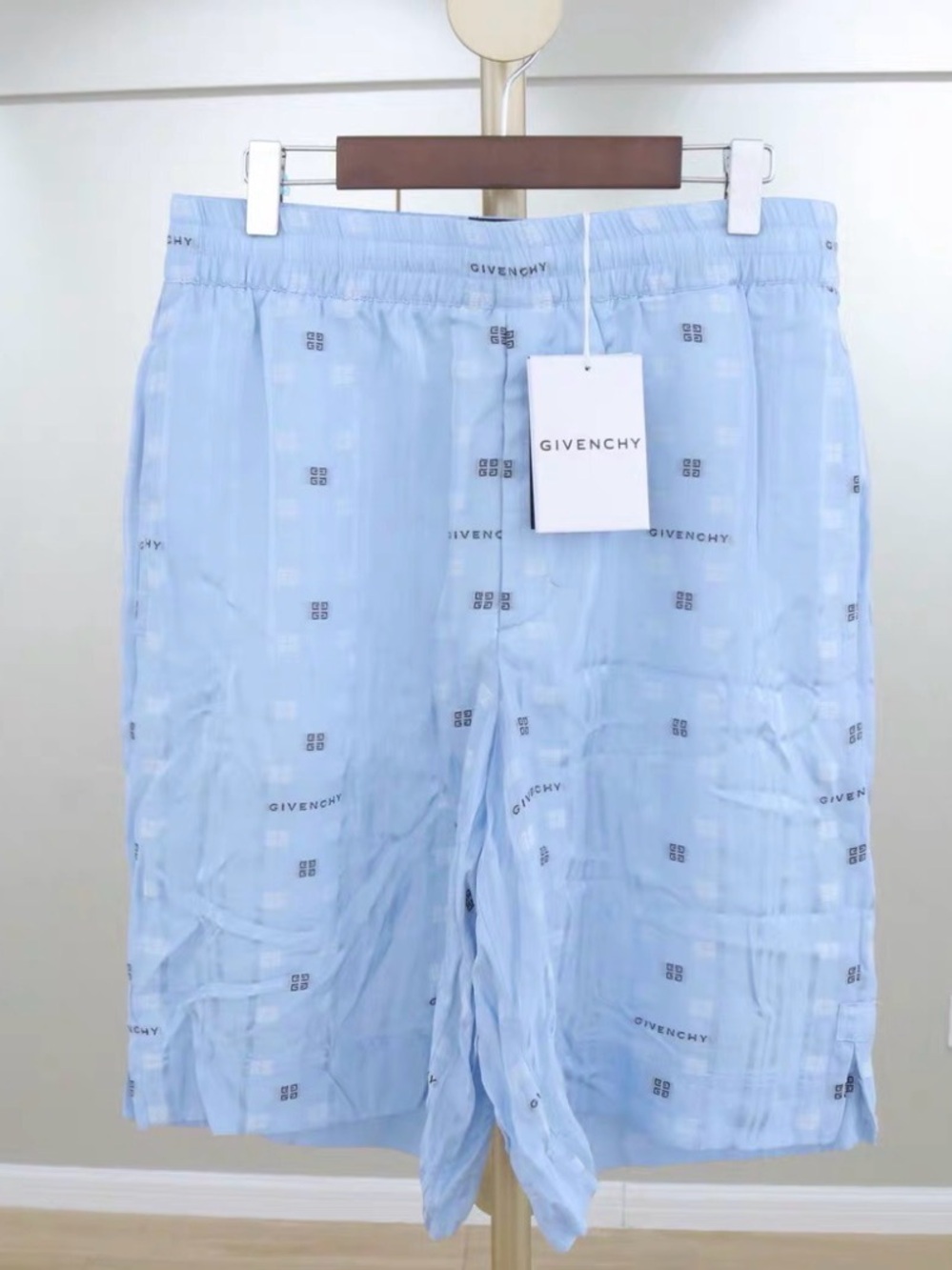 🚩steal Givenchy Light Blue Logo-Print Men’s Swim Trunks